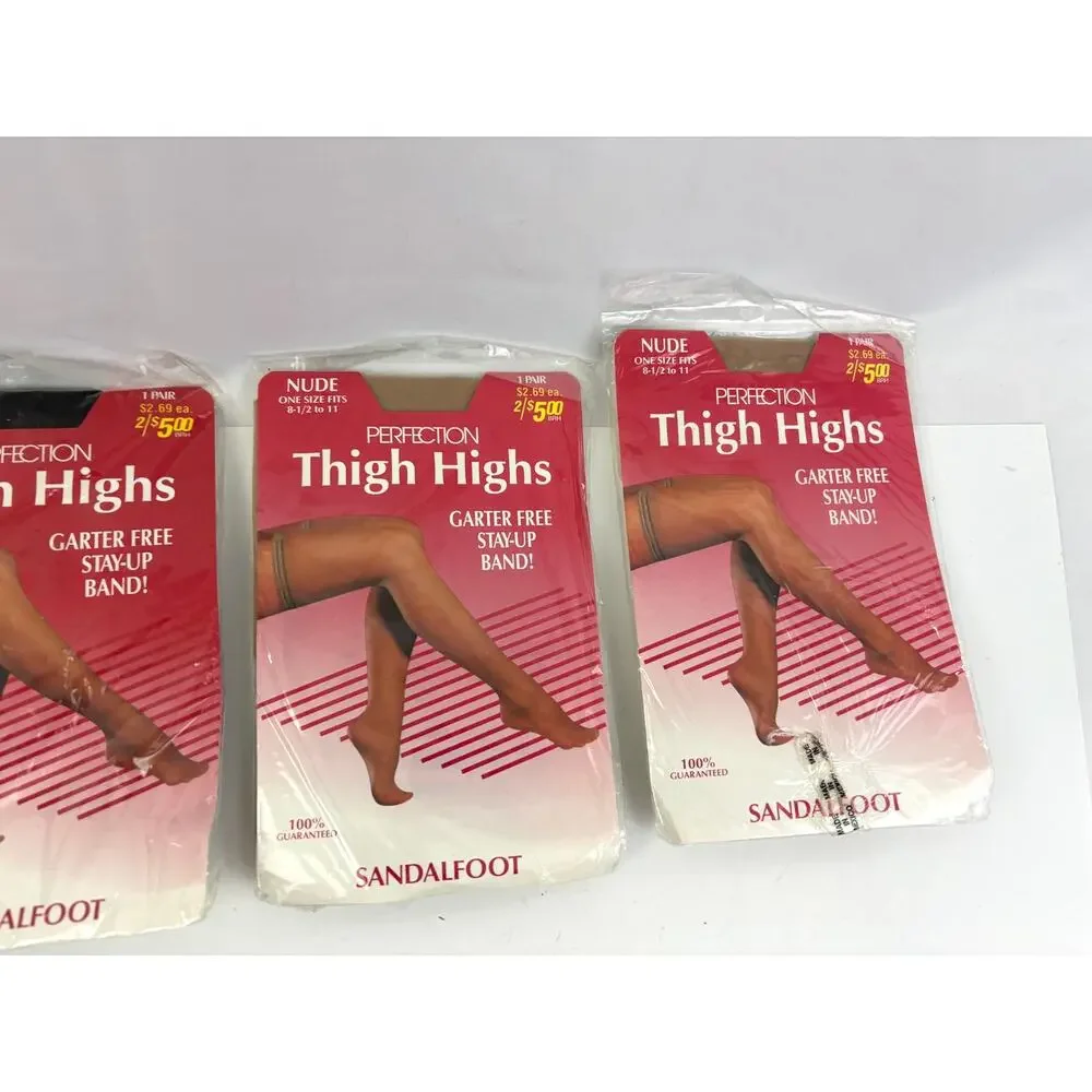 Lot of 9 Vintage Stockings Thigh Highs & Knee Highs, Multiple Colors Size 8.5-11